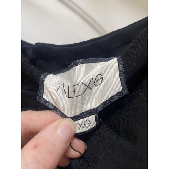 Alexis Dress Womens XS Black Asymmetrical Spaghetti Strap Cutout Side Slit Midi - Picture 4 of 5